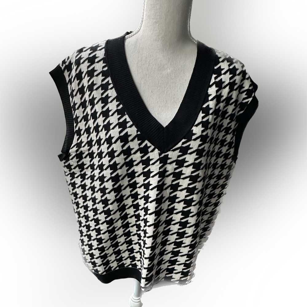 Talbots Plus Houndstooth Vest Size X